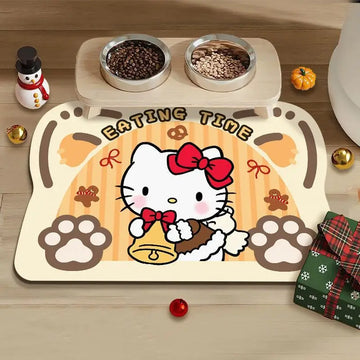 tapis d'alimentation chat chien antidérapant absorbant motif cartoon mignon gamelle animaux maison