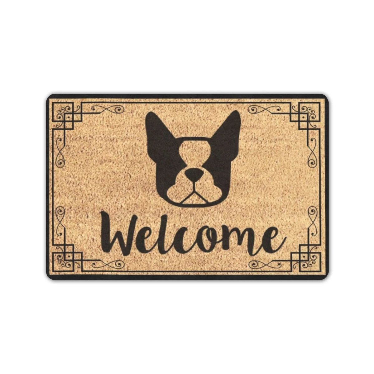 tapis bienvenue coir bulldog français welcome antidérapant adhésif extérieur moderne animalier