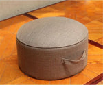 coussin rond lin mousse pu amovible lavable couleur beige orange décoration zen