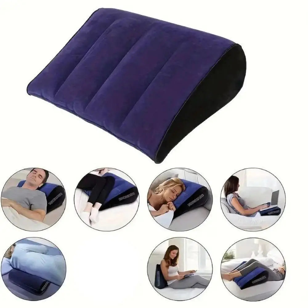 coussin gonflable velours bleu marine noir mousse mémoire forme rectangulaire literie confort aiguille triangle