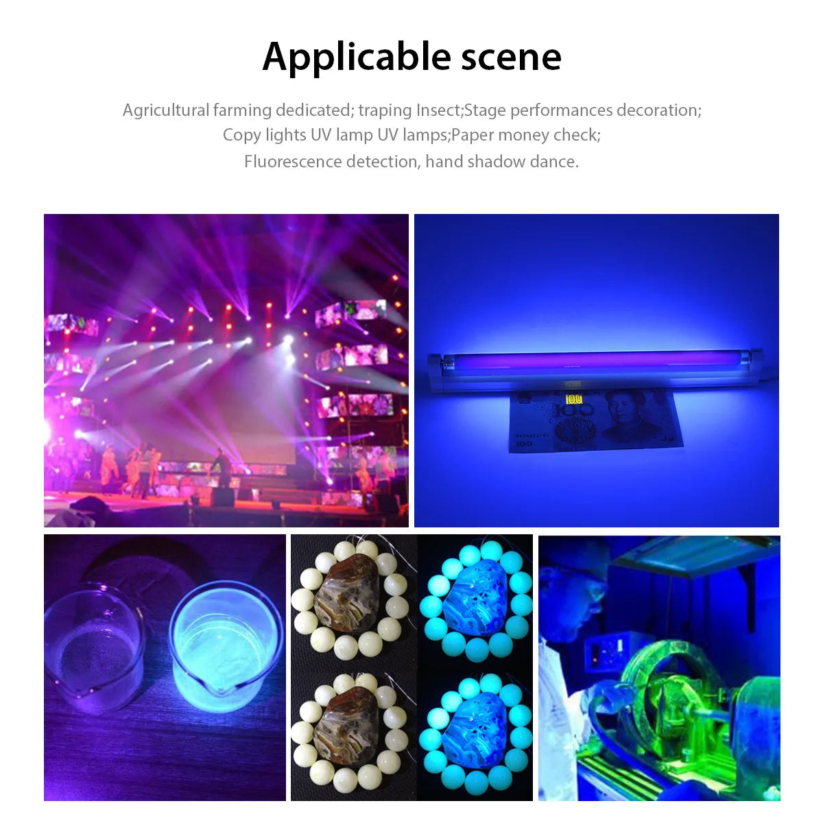 lampe uv led 8w blanc noir moderne interrupteur controle insectes fluorescence