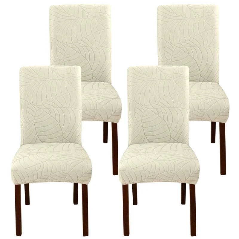 housse chaise velours motif feuilles extensible élastique fauteuil salle manger moderne