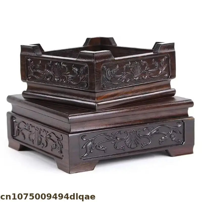 socle bois ébène miniature plateau vase théière décor traditionnel asiatique occasionnels