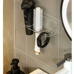 rangement mural transparent clips brosse cheveux peigne articles toilette moderne sans perçage