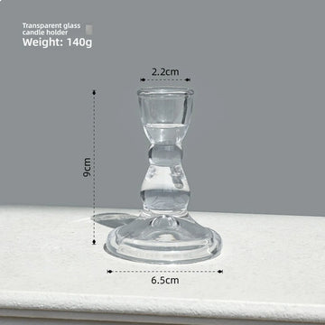 bougeoir verre transparent rond strié support bougie pilier décoration table salle manger classique
