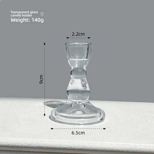 bougeoir verre transparent rond strié support bougie pilier décoration table salle manger classique