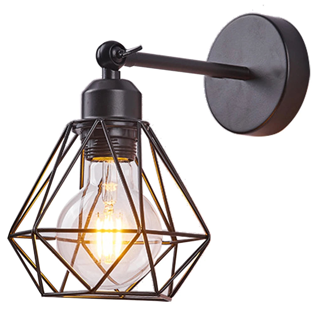 lampe murale industrielle ombre grille géométrique noir éclairage intérieur chambre entrée