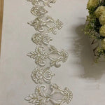 ruban décoratif floral brodé blanc doré largeur 15cm opacité classique baroque mariage