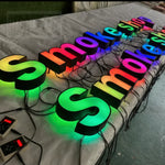 lettres lumineuses personnalisables 3D couleur rouge orange jaune vert bleu violet lettres relief opaques