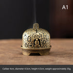 brûleur d'encens laiton bronze doré motif floral traditionnel méditation décoration maison