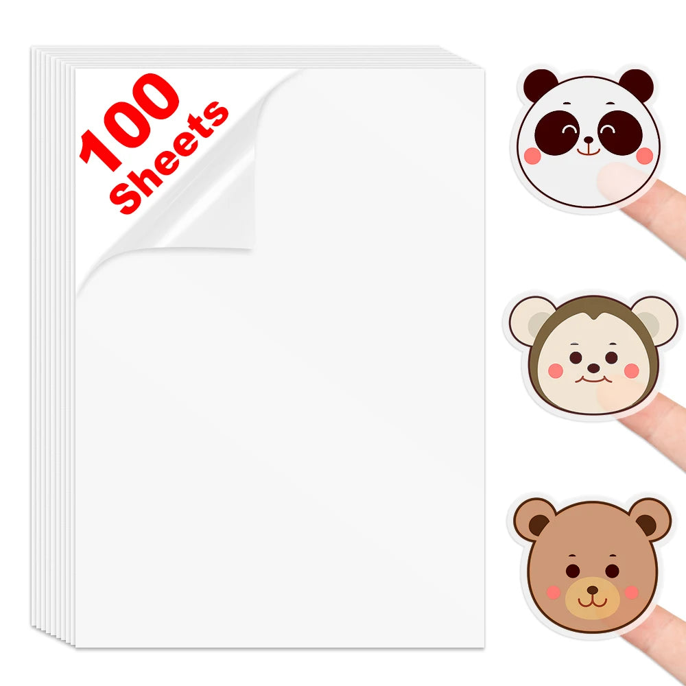 sticker adhésif transparent imprimable illustratif cartoon animaux planètes astronautes vinyle A4 210x297mm