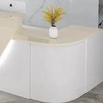 comptoir accueil moderne blanc tiroirs rangement mobilier commercial luxe minimaliste