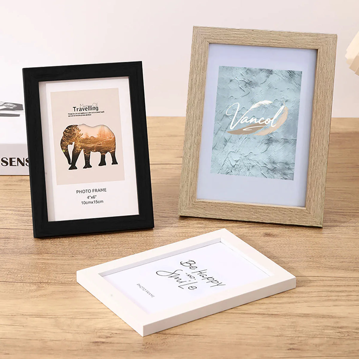 Cadre photo bois moderne minimaliste noir blanc protection acrylique dimensions incluses decoration intérieure