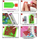 tableau diamant peinture 5d diy multicolore geometrique moderne adhésif pinceau diamants rangement 30x40cm