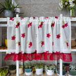 rideau fleuri transparent décoration intérieure blanc rouge vert clips inclusion pastorale
