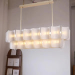 suspension lumineuse moderne pendentif blanc rayures fines opacité 120cm d100cm d80cm d60cm lumière froide