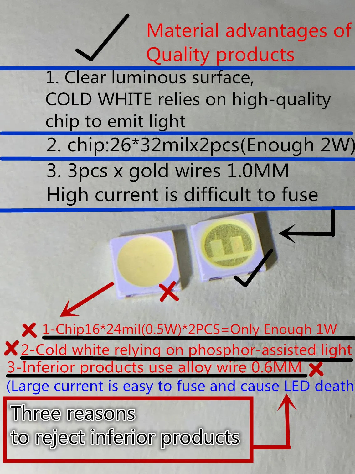 diodes led blanc froid 3535 smd surface mount 100 pièces réparation téléviseur led