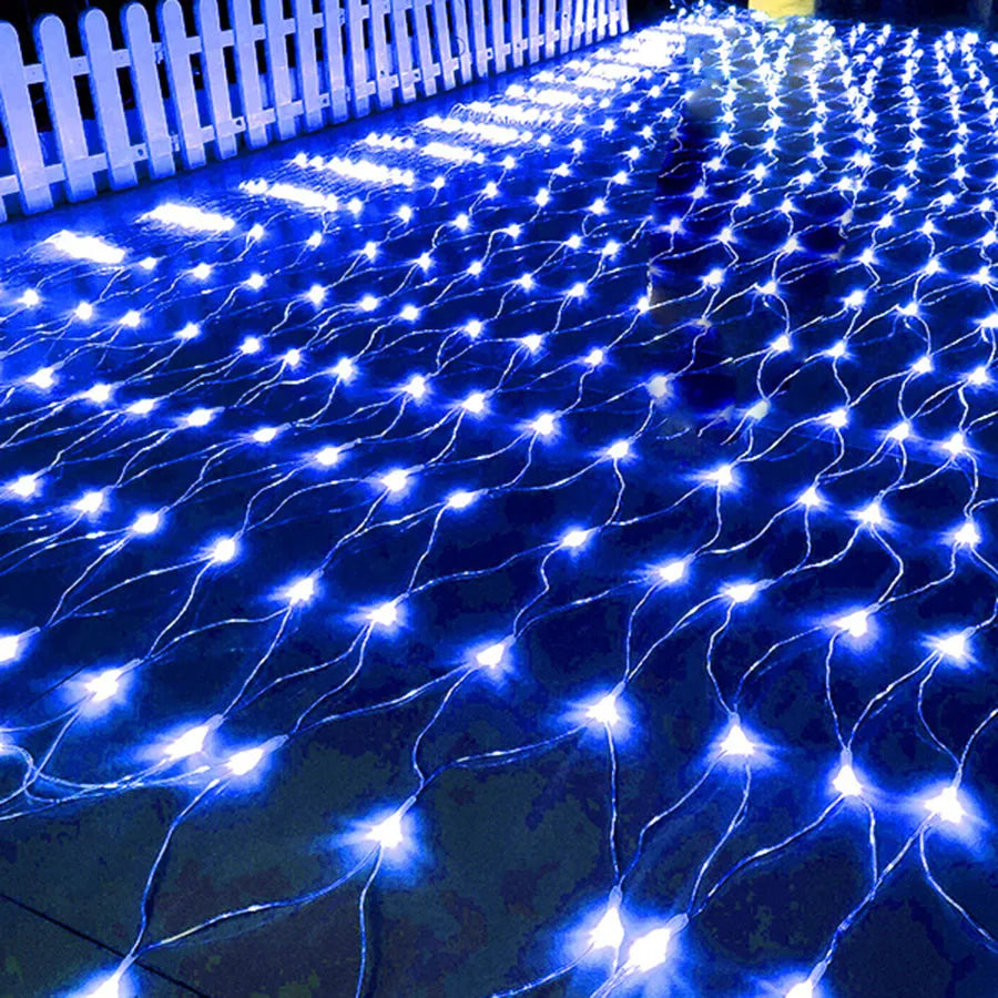 lumières led filet blanc multicolore moderne extérieur jardin noël vacances contrôleur prise électrique