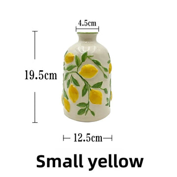 vase decoratif fleurs artificielles lemons peintures main decoration intérieure rustique maison