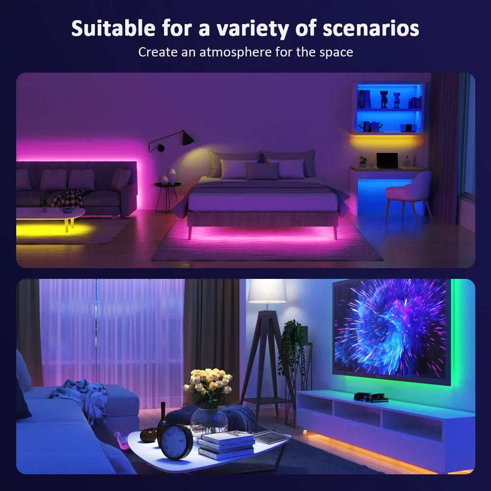 ruban led multicolore synchronisation musique télécommande câble usb adhésif moderne chambre fêtesRGBOptique