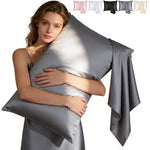 protège oreiller gris uni moderne 100 polyester fermeture glissière hypoallergénique respirant satin