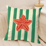 coussin carré jacquard rayures marine poissons crabe octopus multicolore 35cm 45cm 50cm 60cm doux