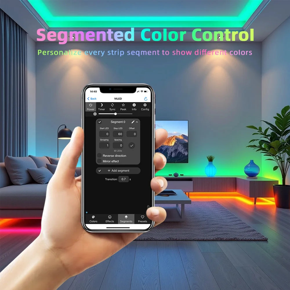 contrôleur led esp32 wled wifi noir blanc programmable addressable pixel strip rgbic ws2812