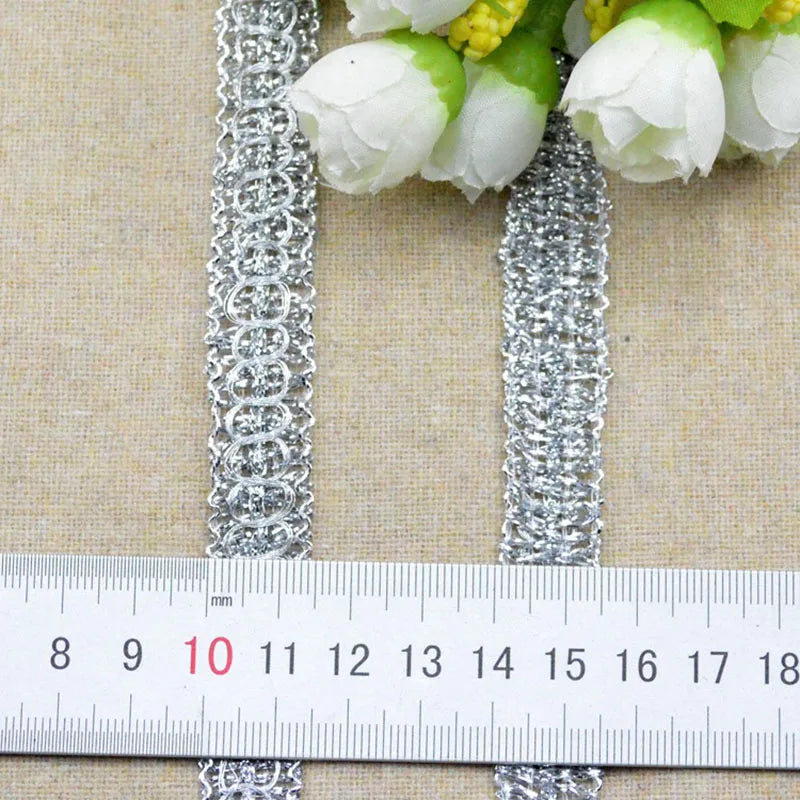 rubans métalliques or argent décoration mariage dentelle fine polyester brillants 5mètres largeur10mm styleélégant