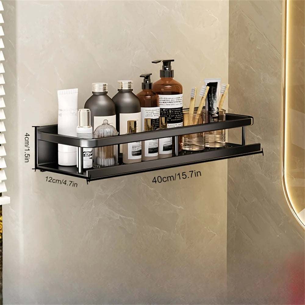 étagère murale moderne étagères aluminium noir serviettes bouteilles pots salle bain cuisine rangement gain
