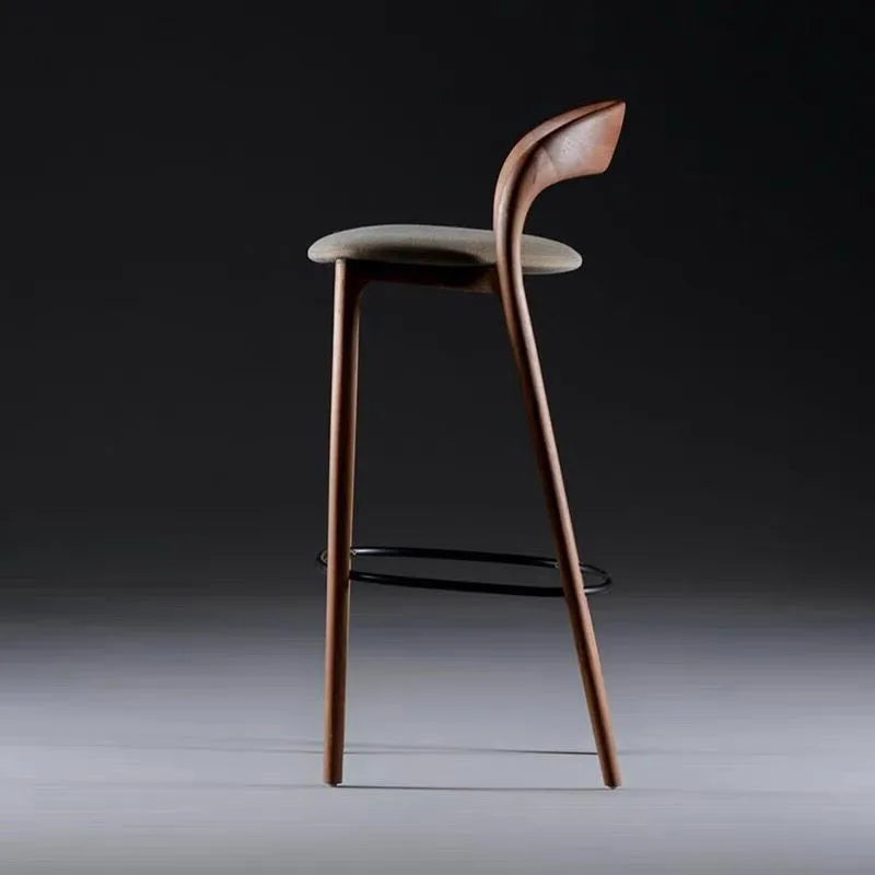 tabouret bar bois moderne minimaliste tissu gris assise confortable pieds