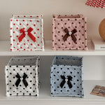 boîtes rangement coton pliables rose blanc noir pois texturées