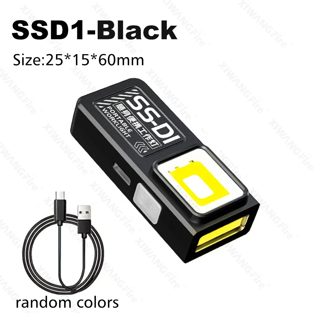 lampe torche multifonction rechargeable led noire intense modifiable modernisée porte clés aimant usbc