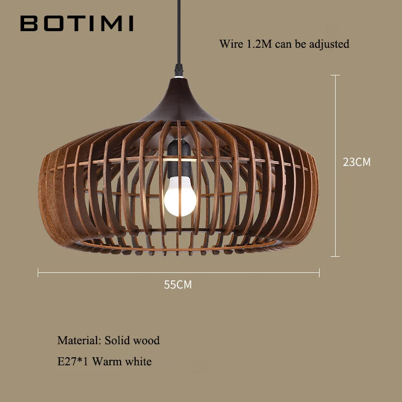 lampe suspendue bois naturel bambou moderne rustique salon chambre éclairage 220V 249 2000lm ans