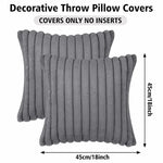 coussins décoratifs carrés rayés peluche douce moderne gris blanc cassé 45x45cm
