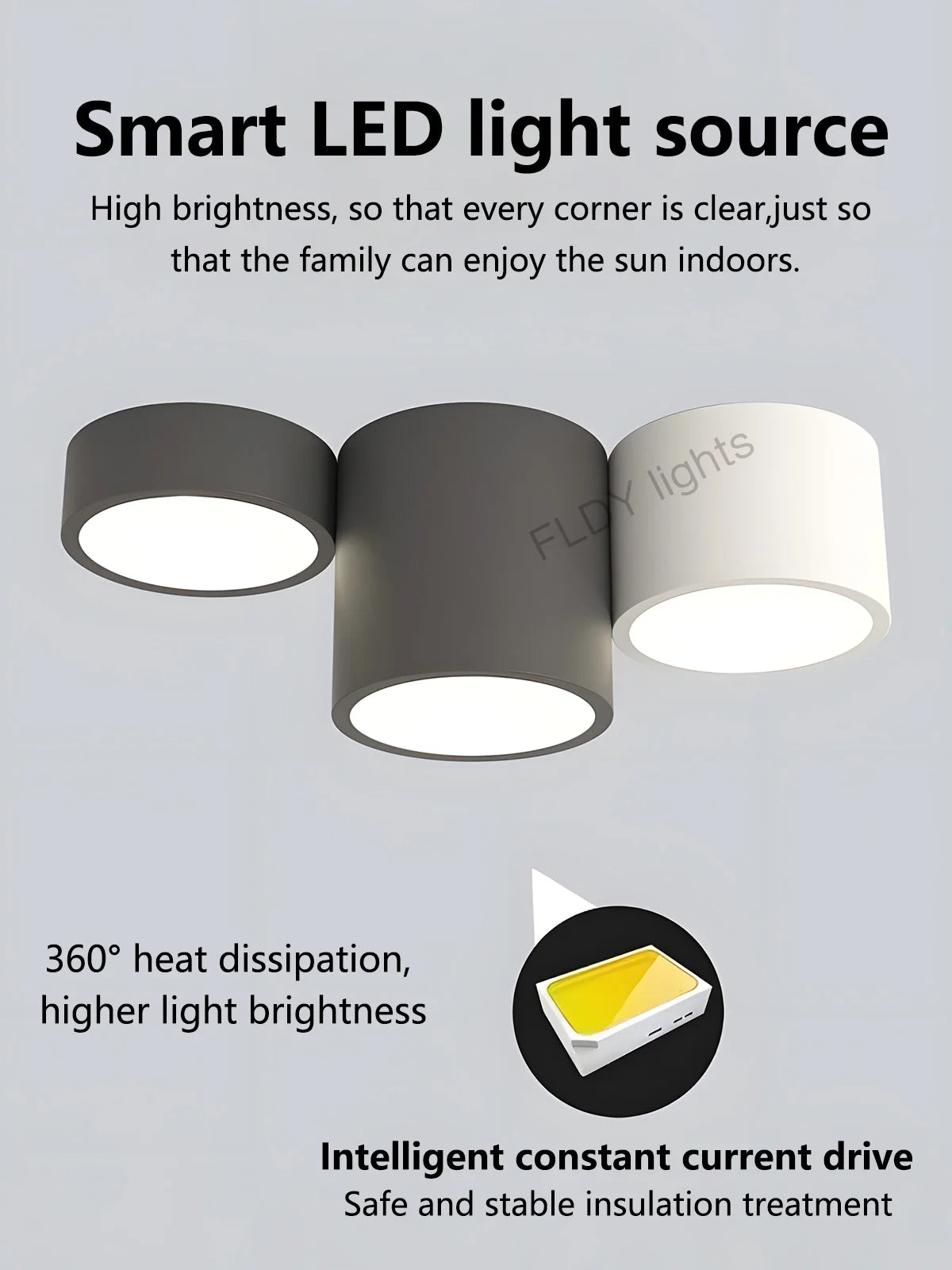 lampe minimaliste gris blanc éclairage moderne chambre salon entrée étude 10m² LED montée surface