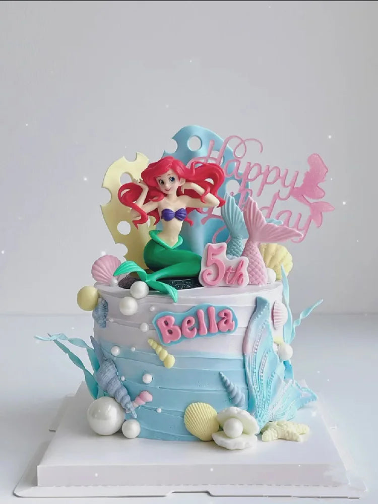 décoration gâteau sirène coquillage lettre happy birthday anniversaire fille fête enfants valentin diplômes résine