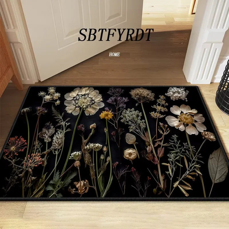 tapis fleurs relief multicolore moderne résistant décoration extérieur salon porte