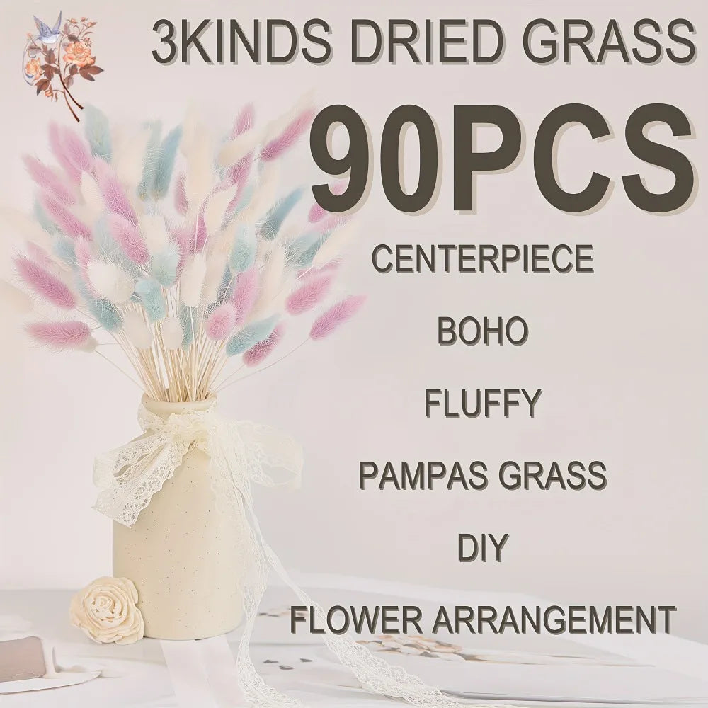 bouquet pampas séchés blanc rose bleu boho fluffly décoration maison anniversaire mariage party