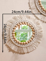 miroir boho macramé franges chambre salon décoration murale artisanale blanc beige