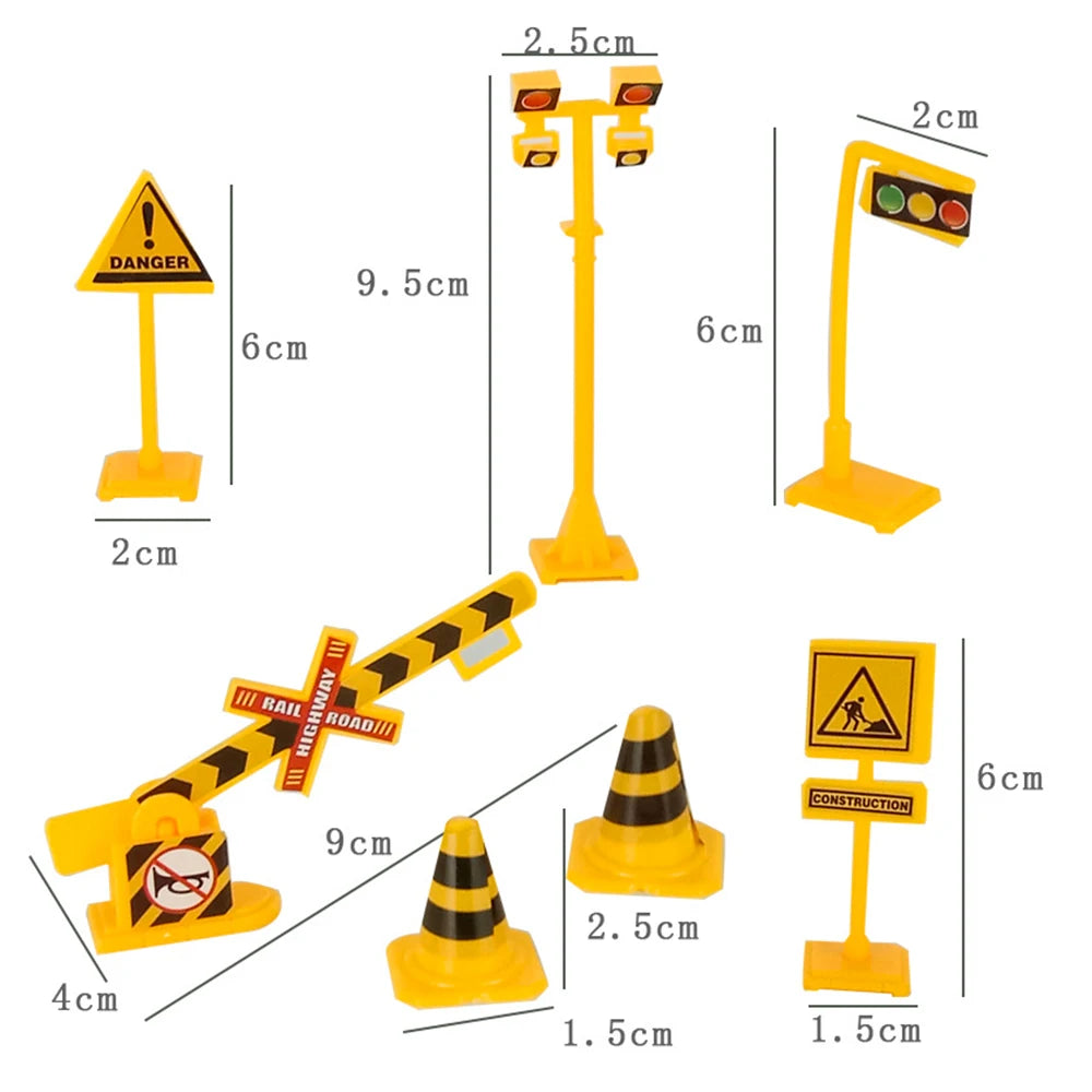 décoration gâteau anniversaire enfant construction tracteur excavatrice bulldozer panneaux signalisation jaune noir