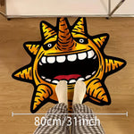 tapis dessin animé souriant jaune noir contemporain antidérapant intérieur extérieur prière camping voyage