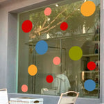 sticker deco moderne cercles couleur vitrine fenetre adhésif diy pvc translucent transparent moderne ludique