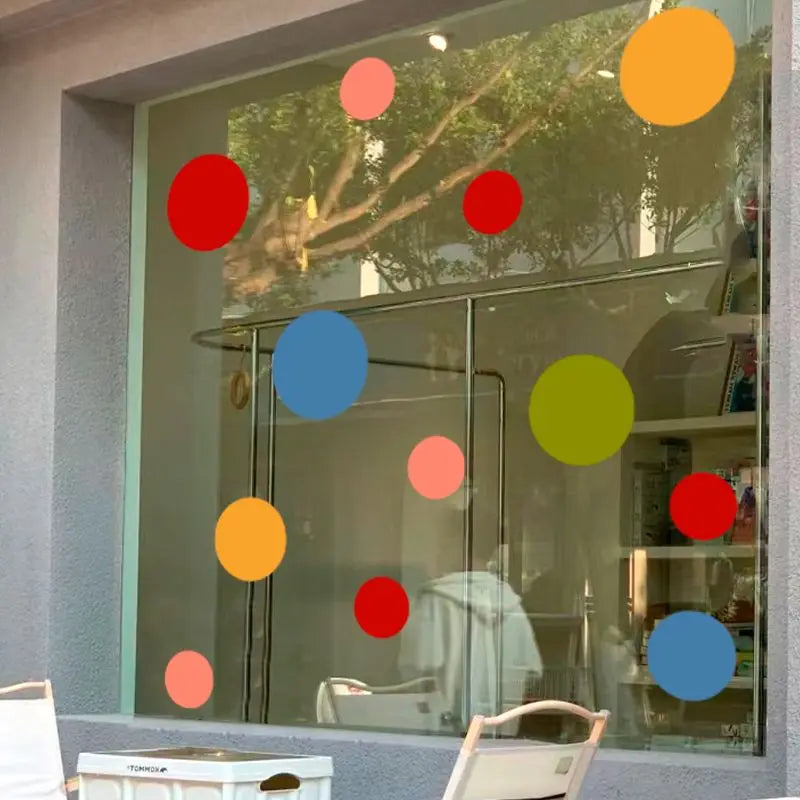 sticker deco moderne cercles couleur vitrine fenetre adhésif diy pvc translucent transparent moderne ludique