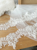 dentelle blanche floral ajourée rayonne nylon organza élégante mariage deco écologique 10cm large translucide