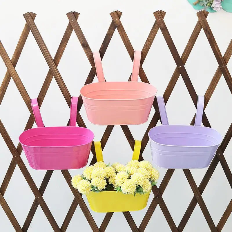 panier suspendu imprimé floral vert rose jaune bleu violet moderne crochets fleurs artificiellesextérieur