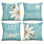 housse coussin polyester motif fleur bleue moderne texte printemps coussins différentes tailles