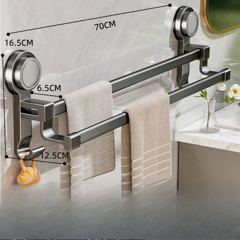 porte serviettes mural gris métallisé ventouse moderne salle bain cuisine douche