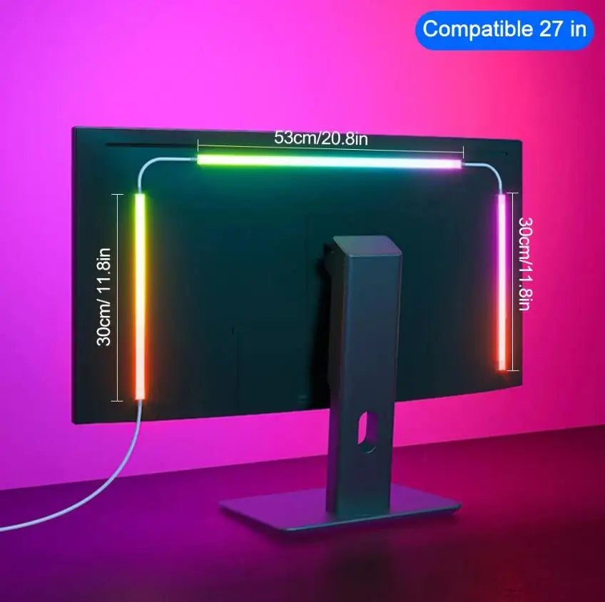 ruban led multicolore moderne 24 27 32 34 pouces synchronisation musicale application télécommande