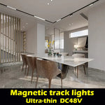 rail lumière suspendue moderne aimants noir ampoules led 12w 24w spotlight floodlight grille light