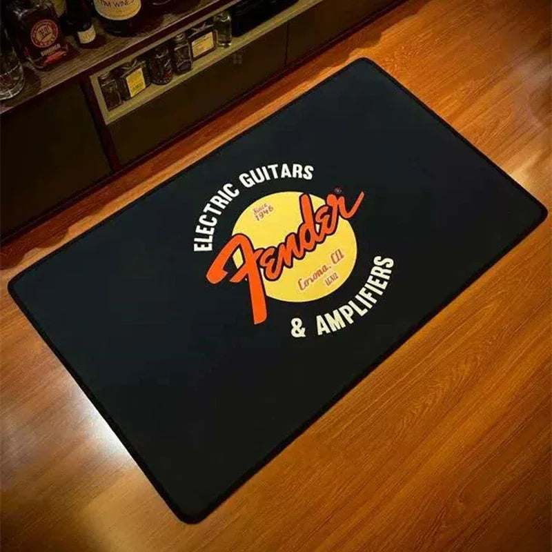 tapis protection guitare noir logo fender gibsom classique antidérapant polyester washable dirtrepellent